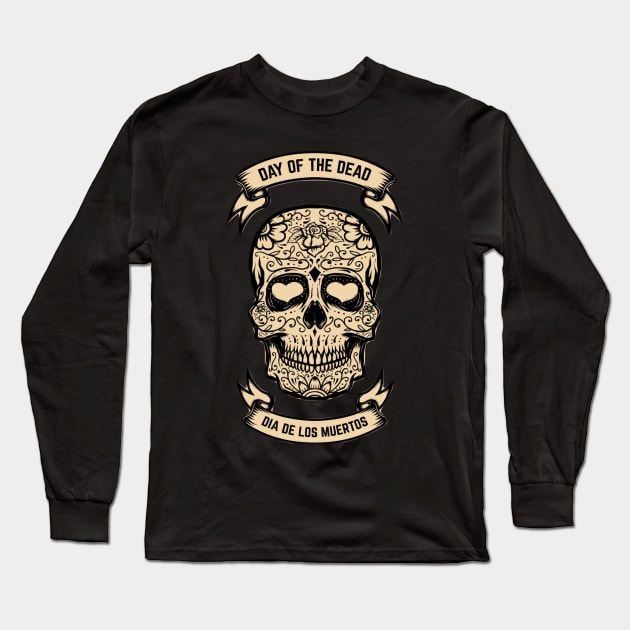 Day Of The Dead Sugar Skull & Hearts inside Eyes! Long Sleeve T-Shirt by Gouzka Creators 